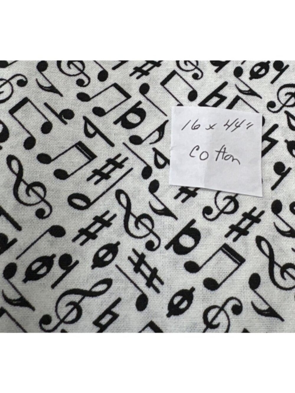 Musical Notes Fabric Cotton 16x44" Black Notes on White JoAnn Craft - Picture 2 of 14